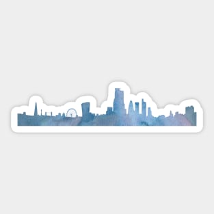 London Skyline Blue Watercolor Sticker